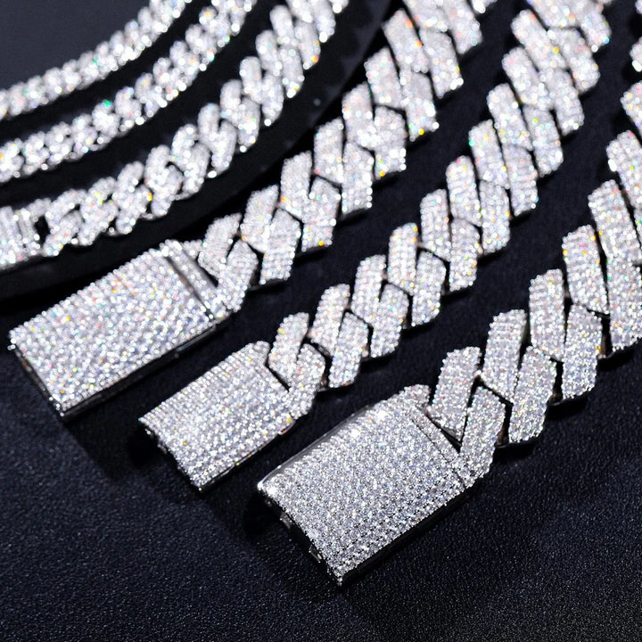 6Mm-20Mm S925 Moissanite Diamond Iced Prong Cuban Chain