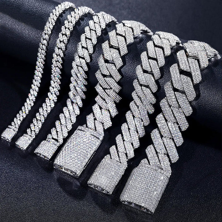 6Mm-20Mm S925 Moissanite Diamond Iced Prong Cuban Chain