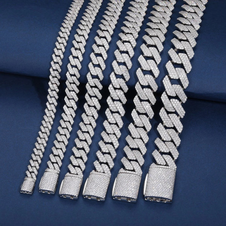 6Mm-20Mm S925 Moissanite Diamond Iced Prong Cuban Chain